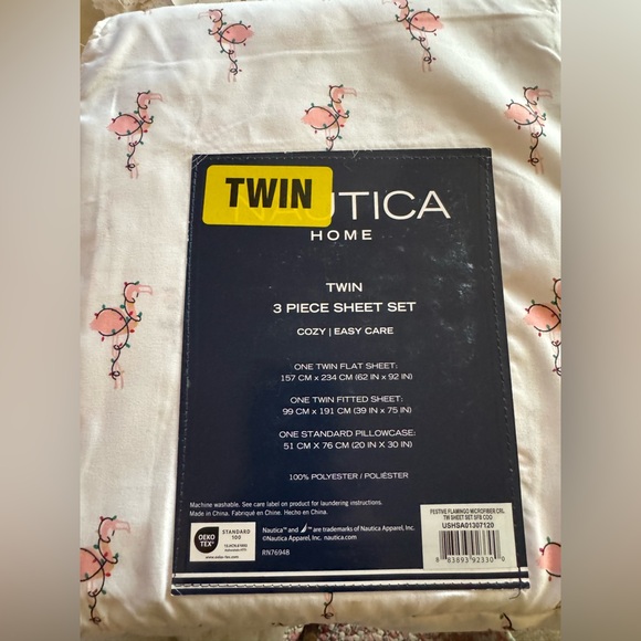 Nautica Home Twin Christmas Sheet Set with Festive Flamingos NWT - Picture 2 of 2